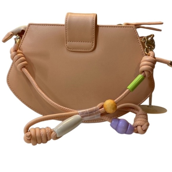 MATMAZEL Aida Shoulder Bag Peach w/ Colourful Bead Strap Vegan Handmade NWT - Picture 4 of 16